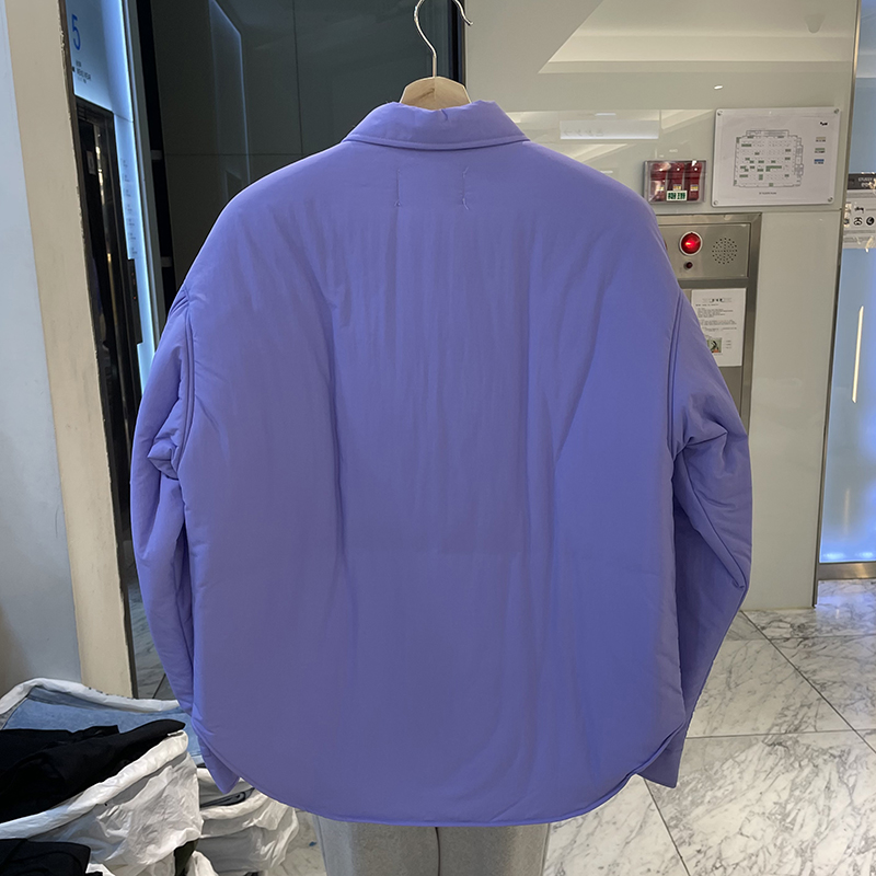 韩国代购东大门LANE冬季休闲夹克男女同款纯色衬衫形宽松夹棉外套 - 图0