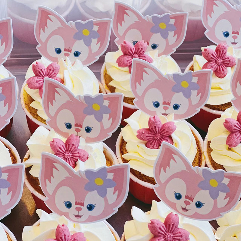 粉色小狐狸纸杯蛋糕装饰插件宝宝宴甜品台玻璃瓶布丁杯包装纸贴纸,淘宝优惠券,粉丝福利购,淘宝优惠卷