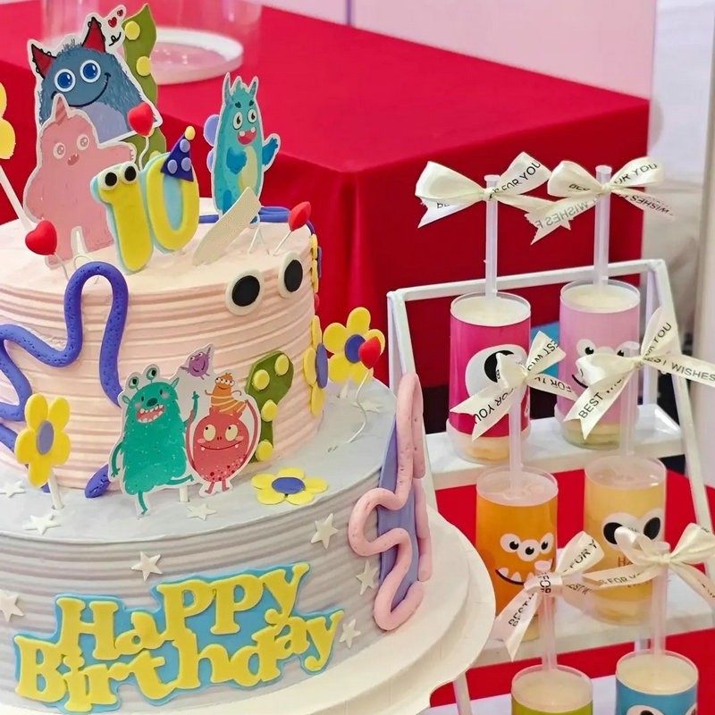 小怪兽甜品台装饰搞怪毛毛怪纸杯蛋糕插件多巴胺慕斯杯推推乐贴纸,淘宝优惠券,粉丝福利购,淘宝优惠卷