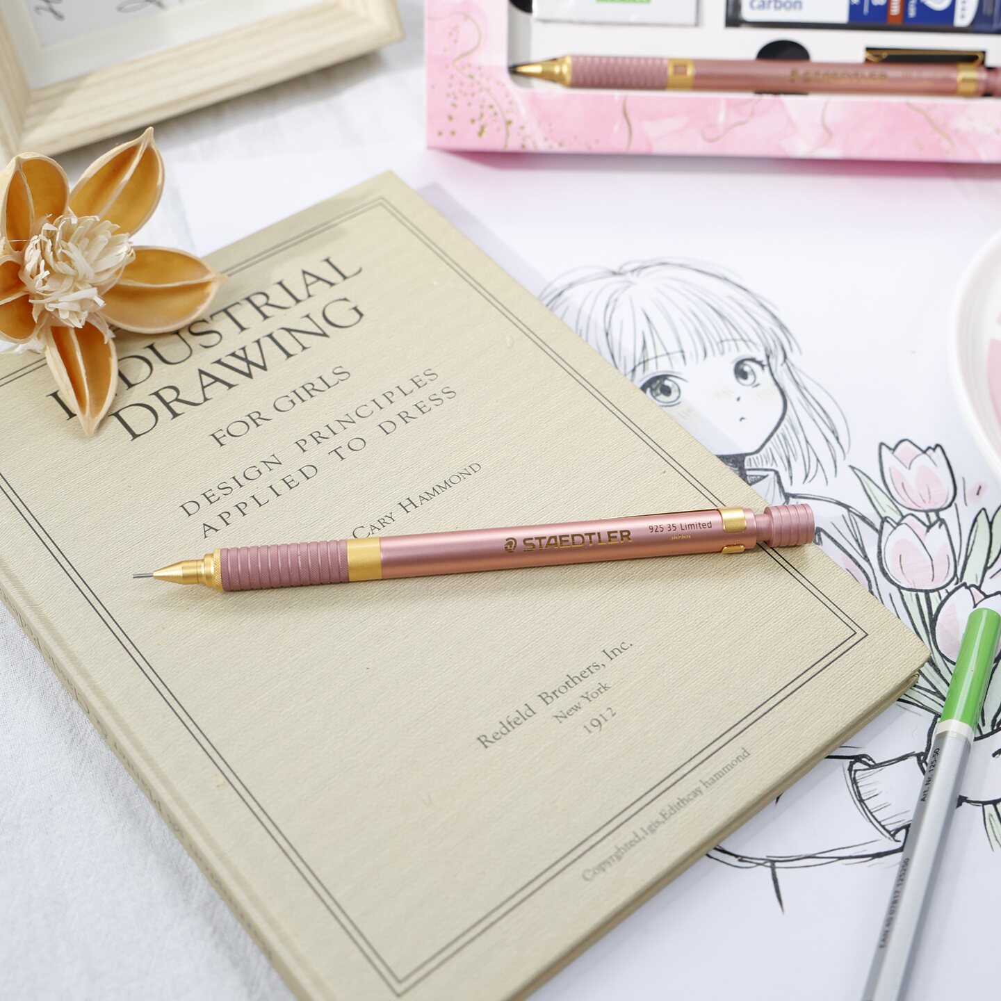 德国STAEDTLER施德楼925鎏金粉限定版0.5mm素描书写金属自动铅笔