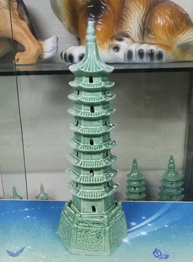 陶瓷九层塔带楼梯办公桌假山造景
