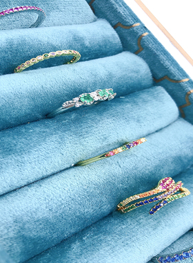 仿真彩宝戒指合金镀金可调节