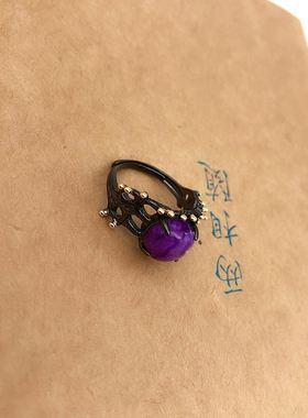 孤品舒俱来半宝石镀厚金原创戒指