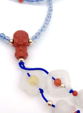 天然海蓝宝圆珠链南红宝宝佛三通