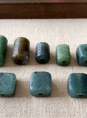 02天然岫玉桶珠蛇纹石花玉锤纹柔光工艺地球蓝墨蓝烟绿多色系