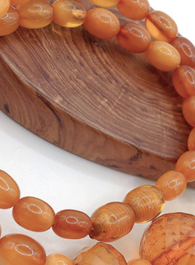 回流古董琥珀刻面枣珠项链