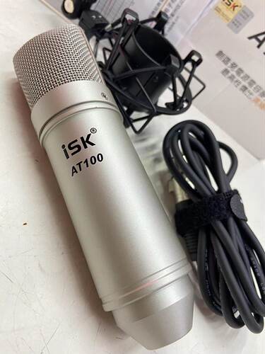 正品  ISK AT100麦克风 AT-100纯铝镀电容麦 电脑录音手机直播5V - 图1