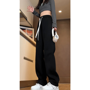2024春季百搭情侣运动裤阔腿休闲裤裤长裤高腰裤腿阔直筒裤女西装