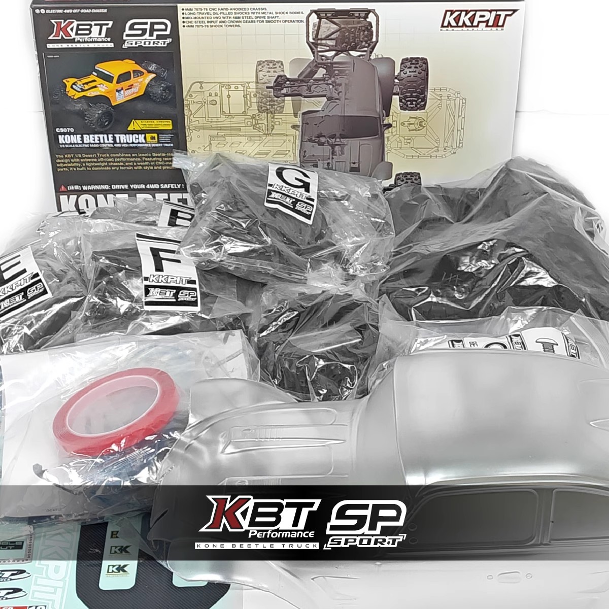 KKPIT KBT SP新款1/8甲壳虫遥控电动四驱沙漠卡越野车架RC模型车 - 图3