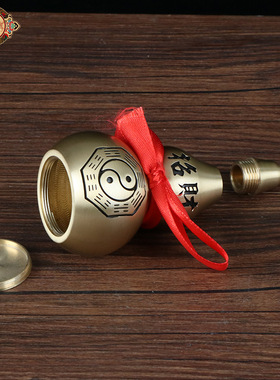 宏达 纯黄铜开口铜葫芦家居玄关八卦铜葫芦铜器礼品摆件