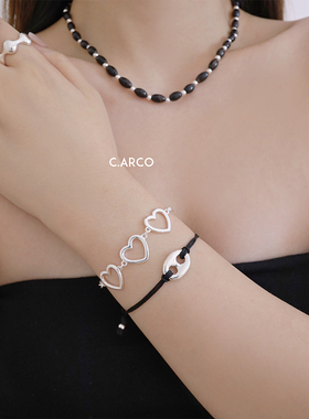 小众简约百搭猪鼻子抽拉彩色手绳