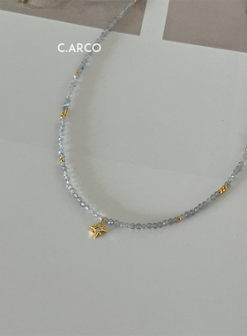 灰色月光石串珠石头项链