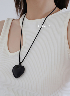 ins博主皮质爱心麻绳项链