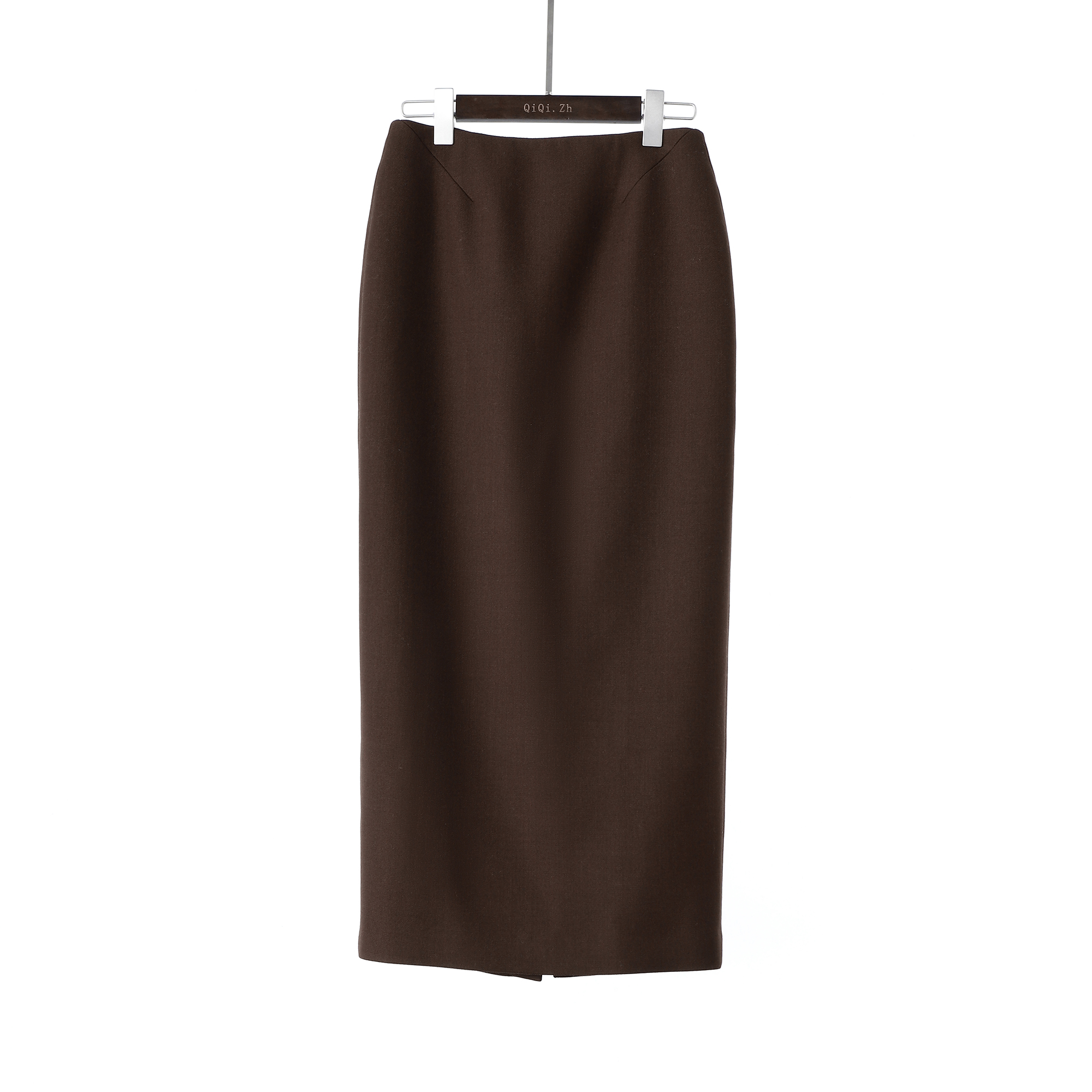 ol风 重磅梭织斜纹羊毛高腰气质通勤半身裙 长款修身包臀花瓶长裙 - 图0