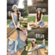 ຊຸດກະໂປ່ງຄໍ V-neck floral ຄລາສສິກ slim-fit