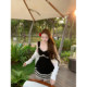 Retro stitching V-neck dress knitted cardigan suit