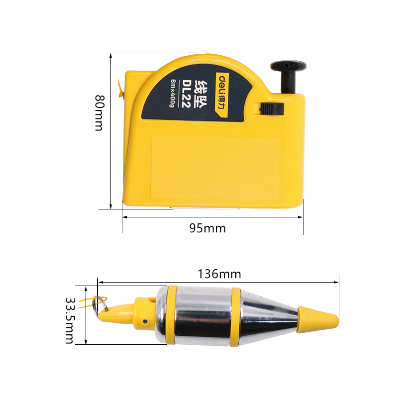 得力6米木工3锤吊锤垂线垂直吊线强磁力线坠DL21铅垂线线板吊垂22-图1