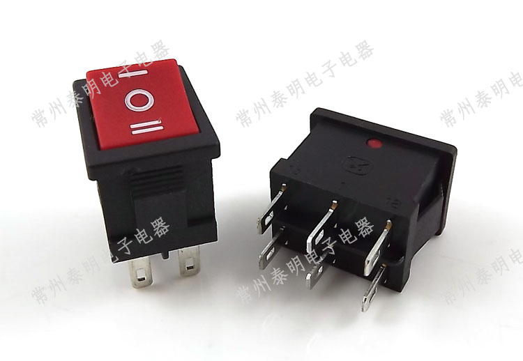 船型开关KCD1-203小型电源按键翘板船形按钮2路6脚3档六脚三档6A - 图1