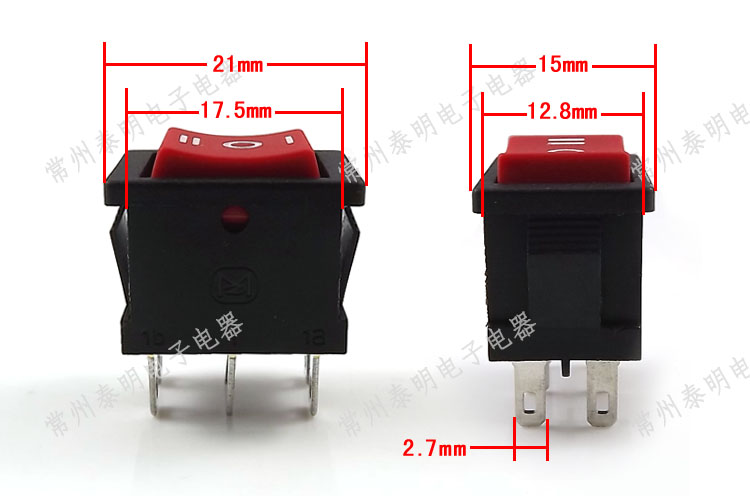 船型开关KCD1-203小型电源按键翘板船形按钮2路6脚3档六脚三档6A - 图2