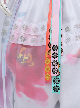女士韩服点缀腰饰舞蹈腰裙挂件3串烫金梅花挂件带夹子GJ25002