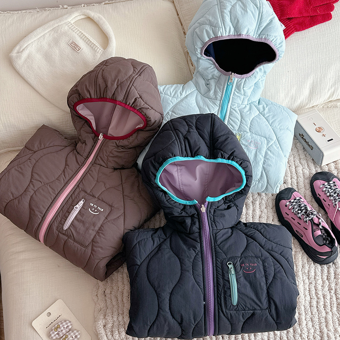 女童夹棉外套二棉秋冬2025新款双面穿三防儿童冲锋衣绗棉女孩棉服,淘宝优惠券,粉丝福利购,淘宝优惠卷