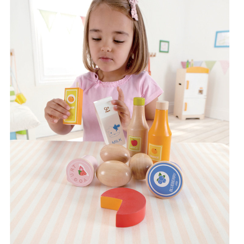 健康美食幼儿早教园儿童过娃娃家木质仿真食物牛奶鸡蛋玩具厨房配