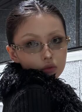 男士墨镜gm无边框水银色多边形