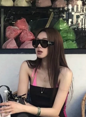 茶色大框高级感墨镜女方圆脸显瘦