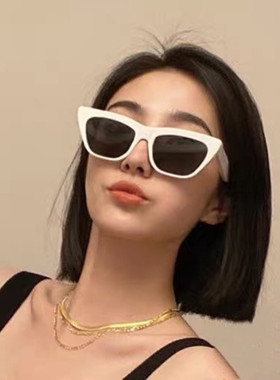 猫眼白框墨镜高级感ins女凹造型