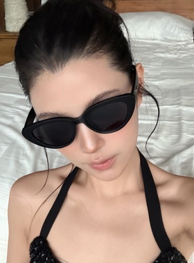 墨镜女潮猫眼磨砂黑色高级感偏光