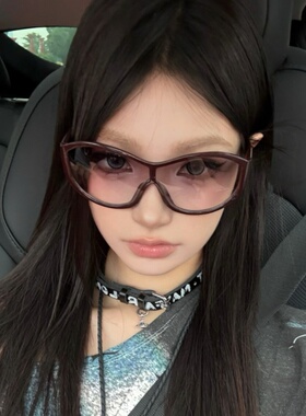 欧美大框酒红色Y2K复古千禧辣妹风墨镜方圆脸显瘦街拍防晒太阳镜