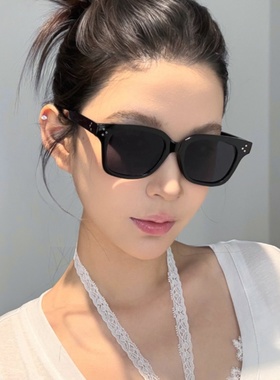 黑色方框墨镜女圆脸显瘦高级网感