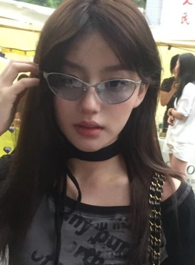 复古韩版透明灰色猫眼太阳眼镜女潮高级感街拍gm墨镜方圆脸欧美风