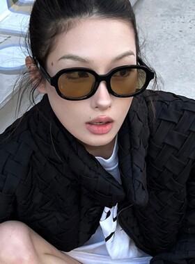 复古椭圆墨镜女高级感防晒太阳镜