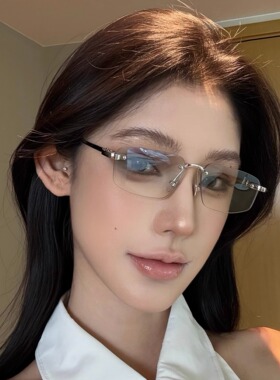 无框猫眼Y2K水银色千禧辣妹墨镜