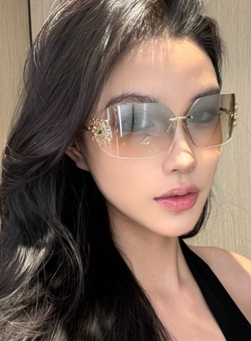 曲面无框方形复古Y2K水银色墨镜