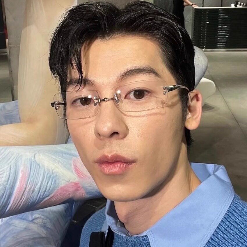 男士无边框金属银色方形复古商务眼镜防蓝光可配度数近视平光镜潮 - 图2