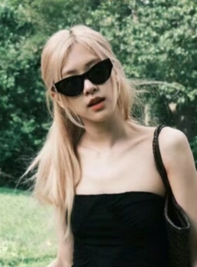 朴彩英ROSE同款复古法式猫眼墨镜女高级感2024新款方圆脸太阳眼镜
