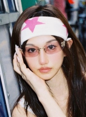 无边框粉色Y2K辣妹风中古墨镜