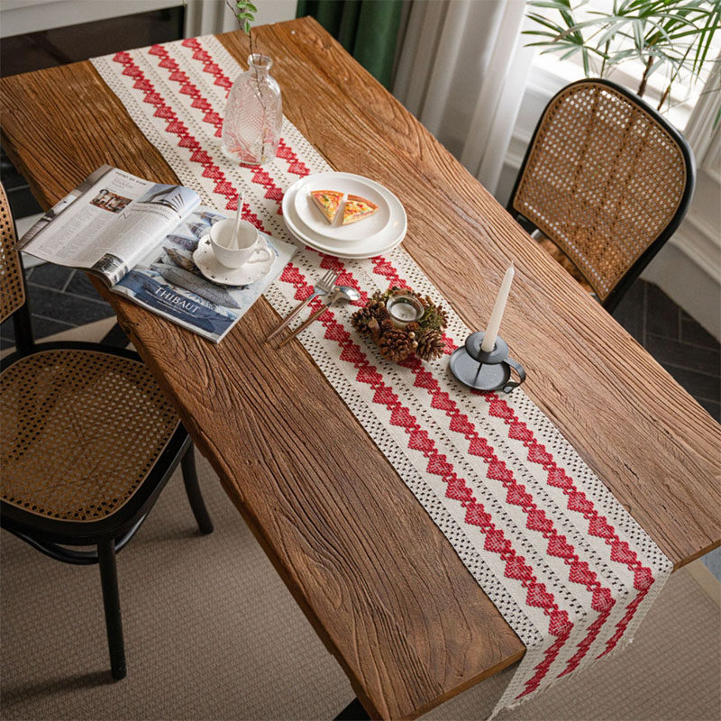 红心棉麻编织圣诞节桌旗法式餐桌装饰餐垫玄关春节新年茶几垫布,淘宝优惠券,粉丝福利购,淘宝优惠卷
