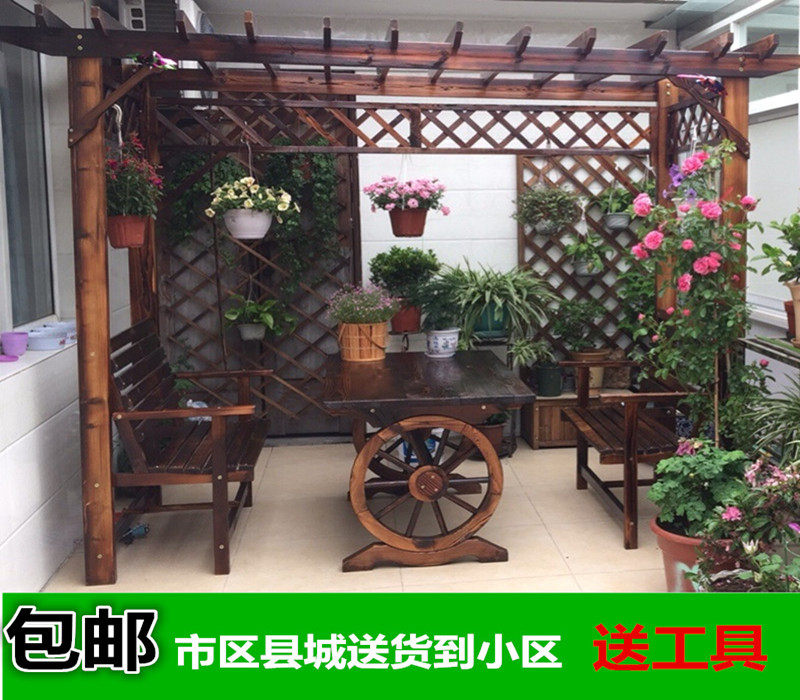 防腐木葡萄架户外碳化大花架庭院爬藤架阳台桌椅室外凉亭简易架子 景和户外园艺 淘优券