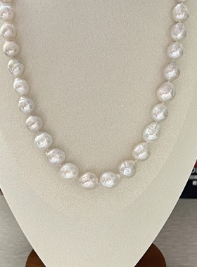 天然淡水糖纸皱圆巴项链白色