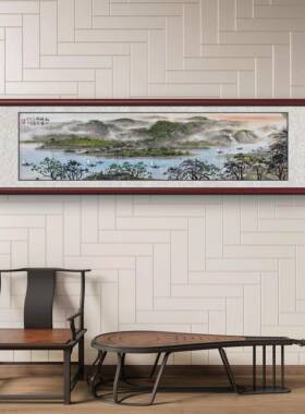 新中式手绘山水画风景画客厅装饰画卧室书房水墨画办公室挂画带框