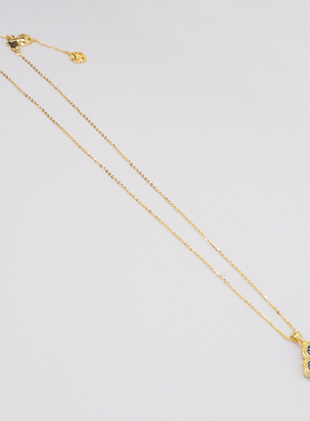 原创设计国风精致超闪珐琅彩宝蓝色四叶草项链女高级感锁骨链