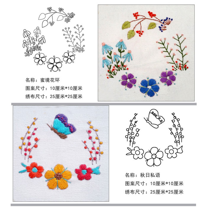 绣布绣样学生儿童刺绣底布纯棉无弹力花草卡通图案水溶diy手工 - 图0