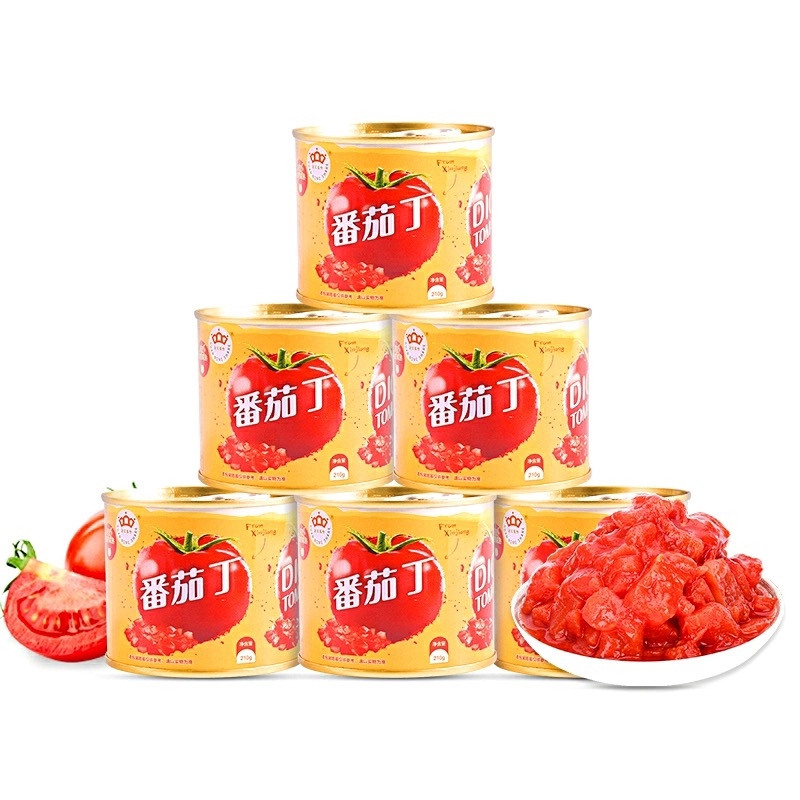 新疆番茄丁罐头冠农番茄块西红柿番茄酱小罐装210g新疆特产无添加 - 图0