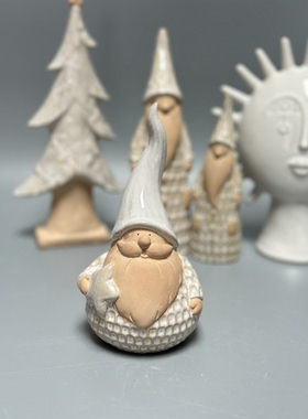 外贸孤品 窑变圣诞老人陶瓷装饰 首饰架 店铺会所装饰摆件