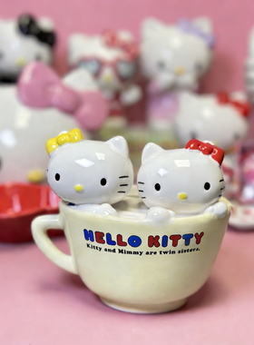 外贸孤品 三丽鸥Kitty陶瓷花盆 置物罐 存钱罐 店铺会所装饰摆件