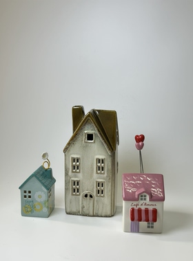 外贸出口 欧洲房子系列陶瓷装饰品 桌面摆件 夜灯 店铺居装饰