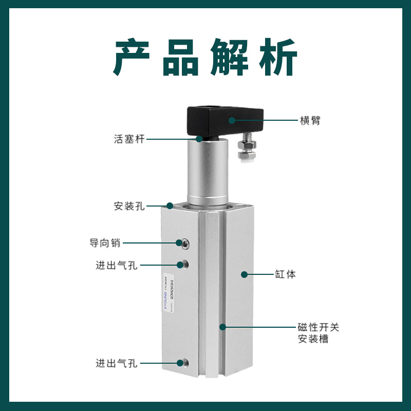 亚德客回转夹紧气缸QCK/QCKL/QCKR12X16X25X40X50X-10/20/30/50SM-图0